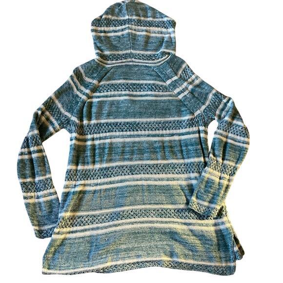Faherty Hooded Sweater XS/S Blue Stripe, Linen Bamboo, Fall Coastal Cottagecore - Picture 6 of 7